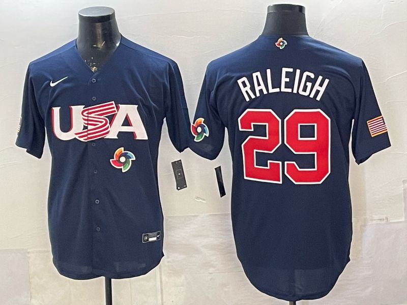 Men 2026 World Cub USA #29 Raleigh Blue Nike MLB Jersey style 04->more jerseys->MLB Jersey
